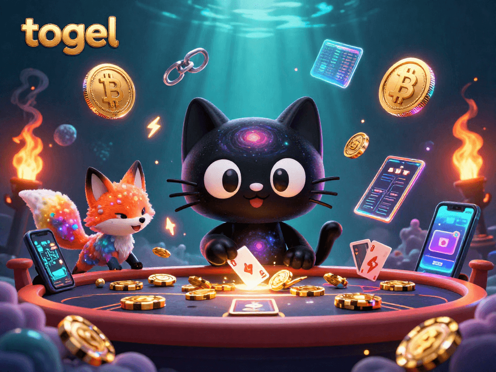 Engage in exciting togel action with golden casino chips and a cosmic atmosphere full of vibrant colors.