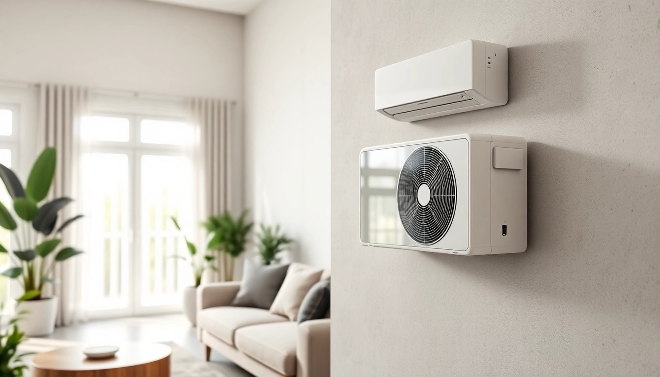 Efficient mini split ac enhancing a cozy living room's aesthetic and comfort.