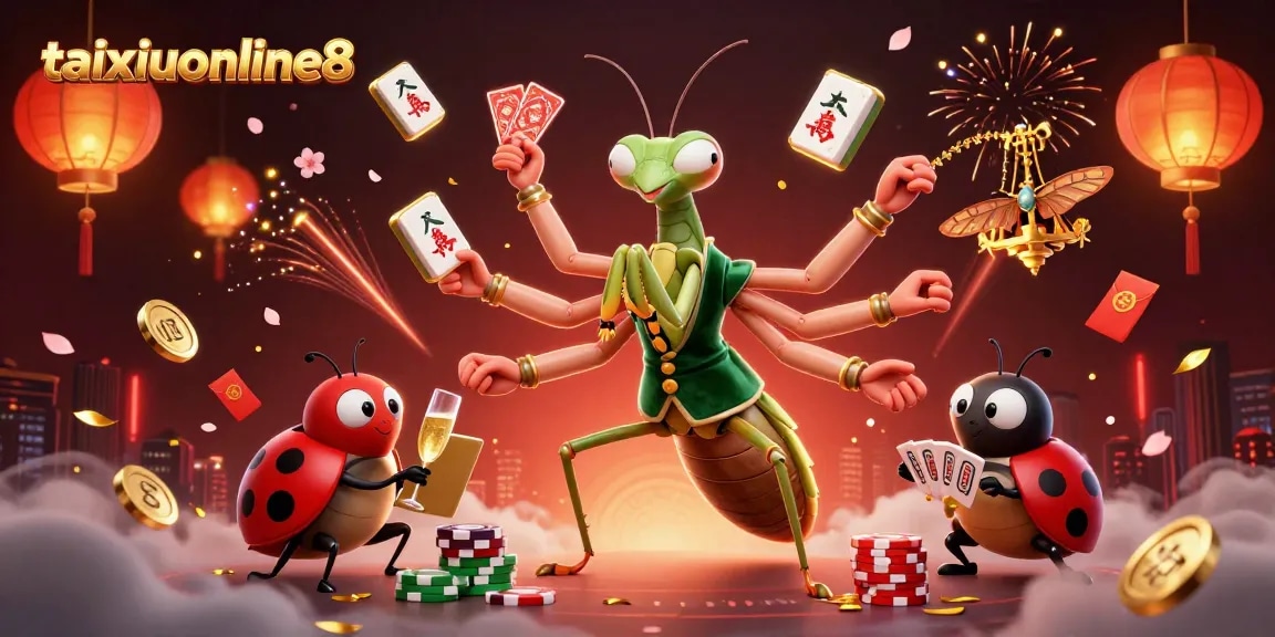 Experience thrilling gameplay at taixiuonline8 with a vibrant 3D casino illustration featuring characters in an action-packed scene.