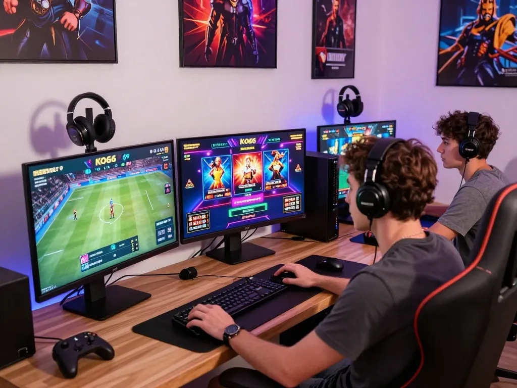 Engaging gaming session on ko666.top with multiple game displays and vibrant atmosphere.
