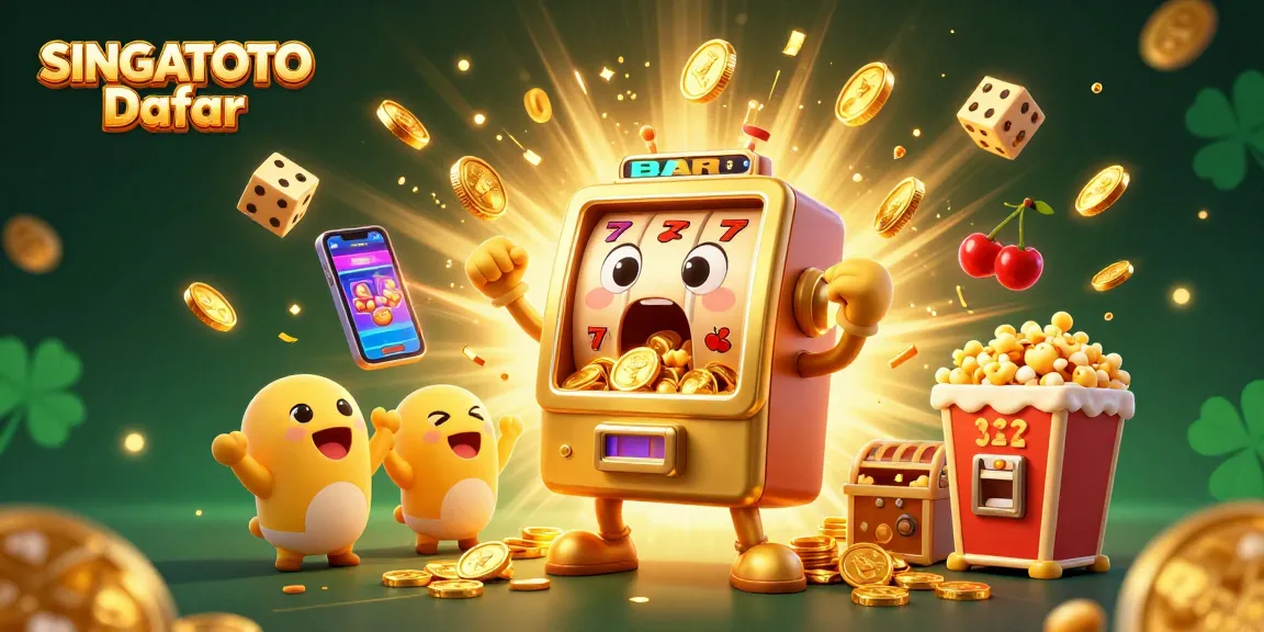 Menangkan jackpot di SINGATOTO Daftar dengan mesin slot 3D mengagumkan dan simbol berkilau.