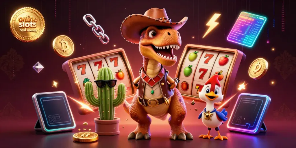 Experience exciting online slots real money gameplay with colorful characters and dynamic casino elements.