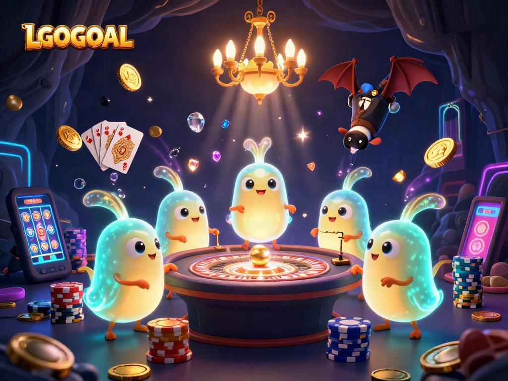Enjoy thrilling games at LGOGOAL with vibrant bioluminescent characters lighting the excitement of the casino.