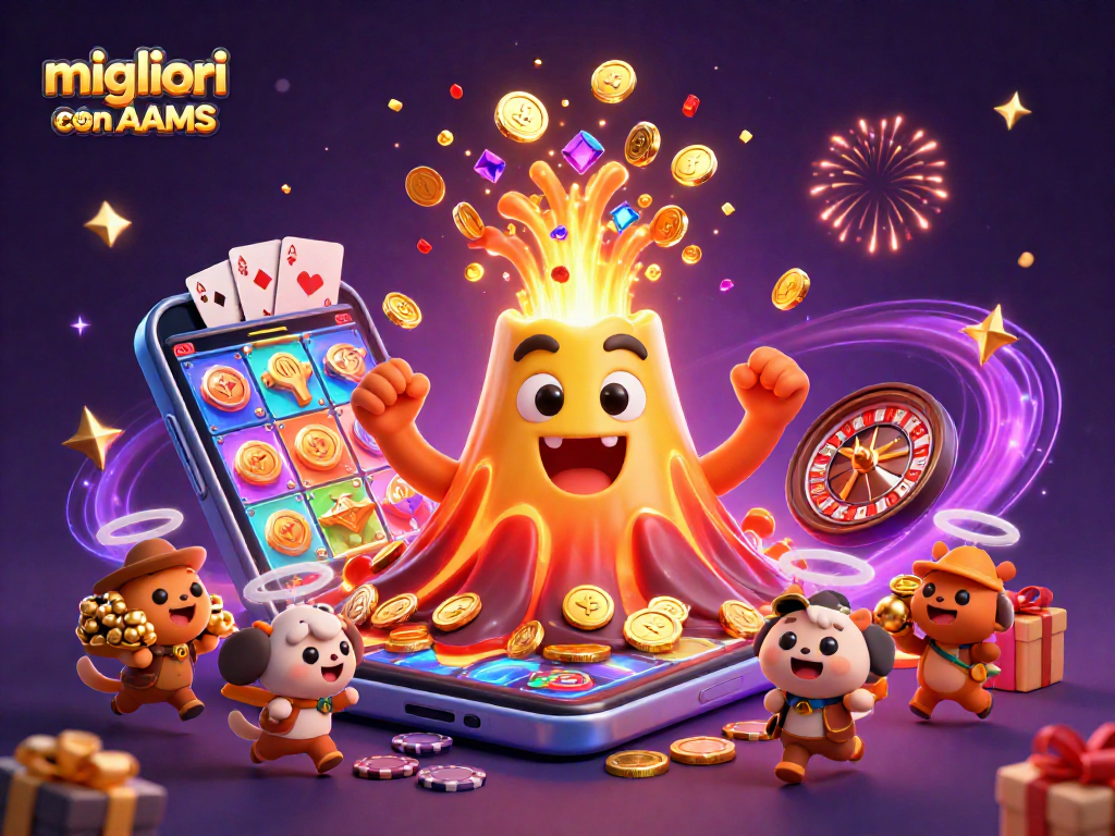I migliori casino non AAMS offrono un mondo di divertimento con slot e premi, rappresentato da una vivace illustrazione.