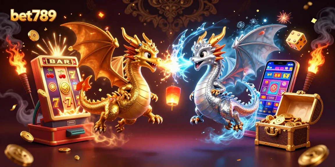 Experience thrilling wins with bet789 in this vibrant casino scene featuring golden dragons and exciting gaming elements.