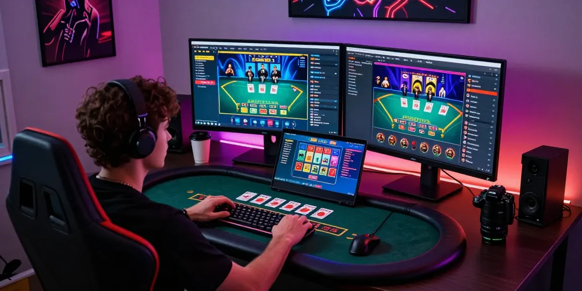 Engaging home gaming scene featuring hm88 live dealer gameplay with vibrant visuals and cozy setup.