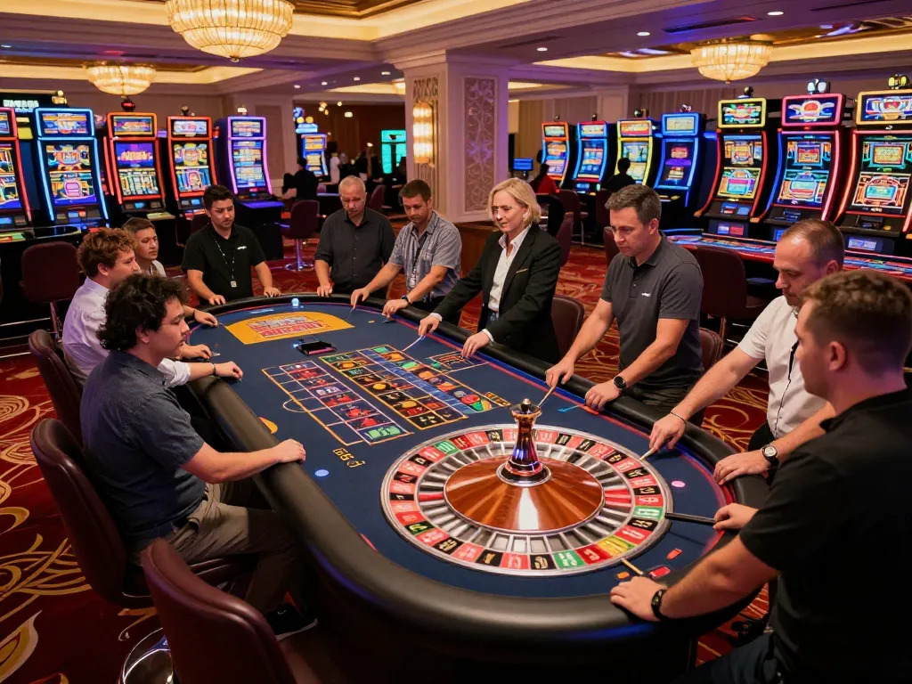 Experience high-stakes action at a lively roulette table as players engage in j88 gameplay