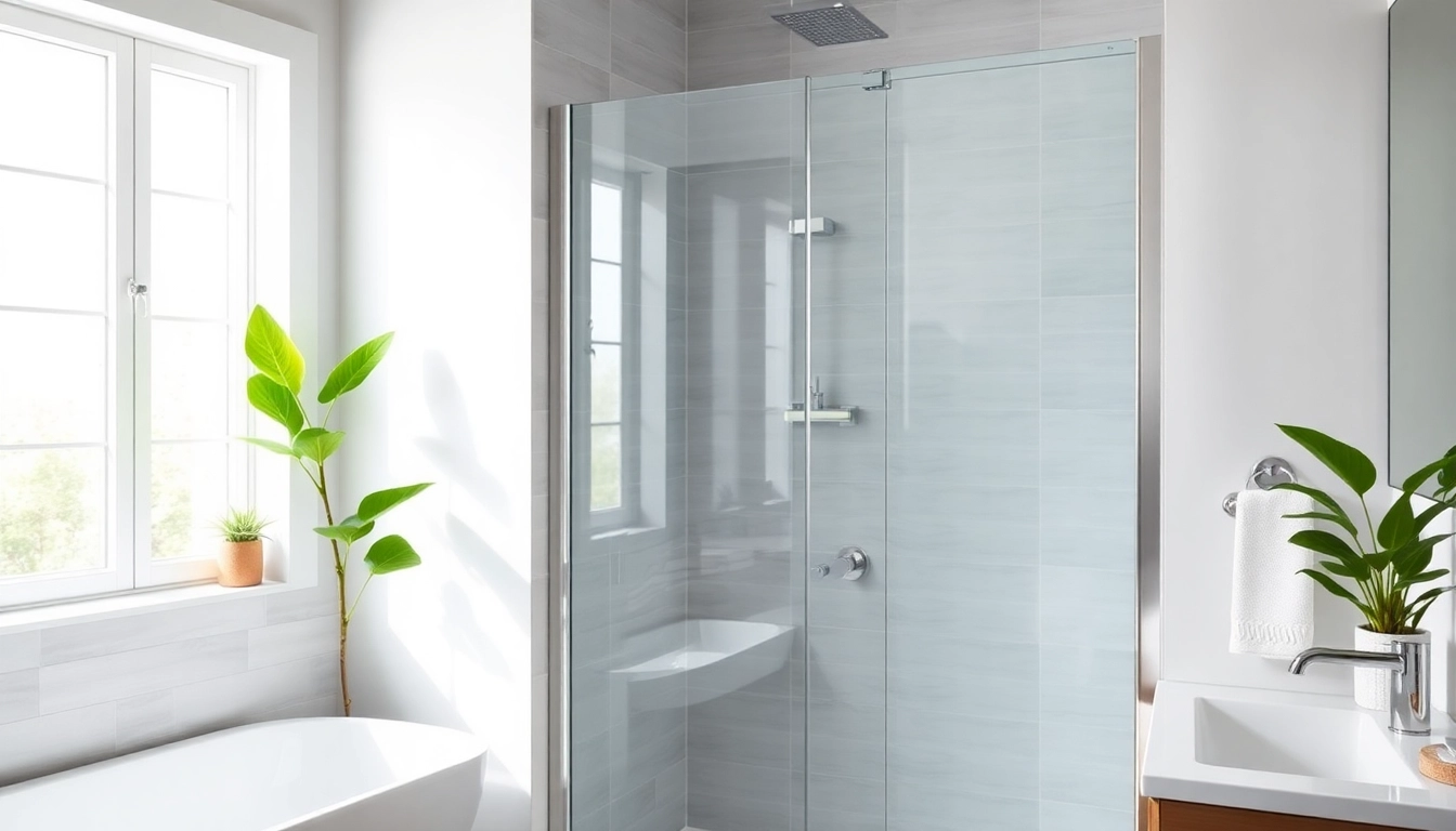 Showcase of shower screens semi frameless, highlighting elegance and modern design in a bright bathroom setting.