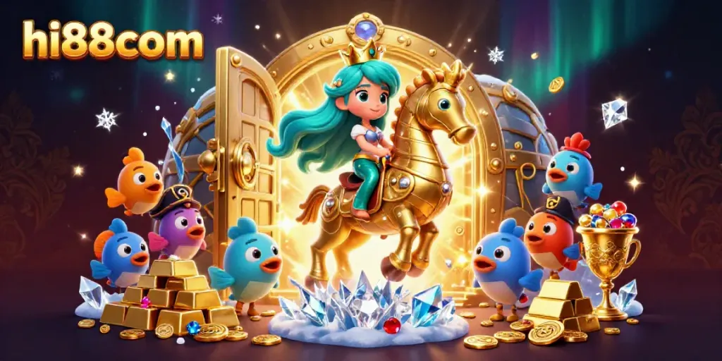Chơi game thú vị tại hi88com với công chúa và ngựa biển vàng.