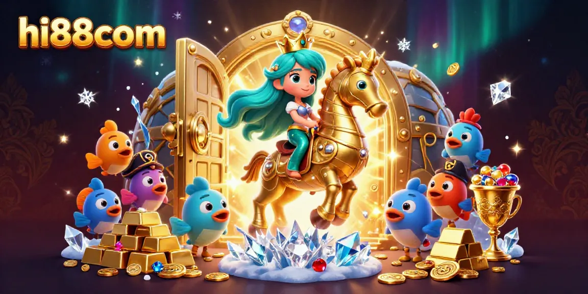 Chơi game thú vị tại hi88com với công chúa và ngựa biển vàng.