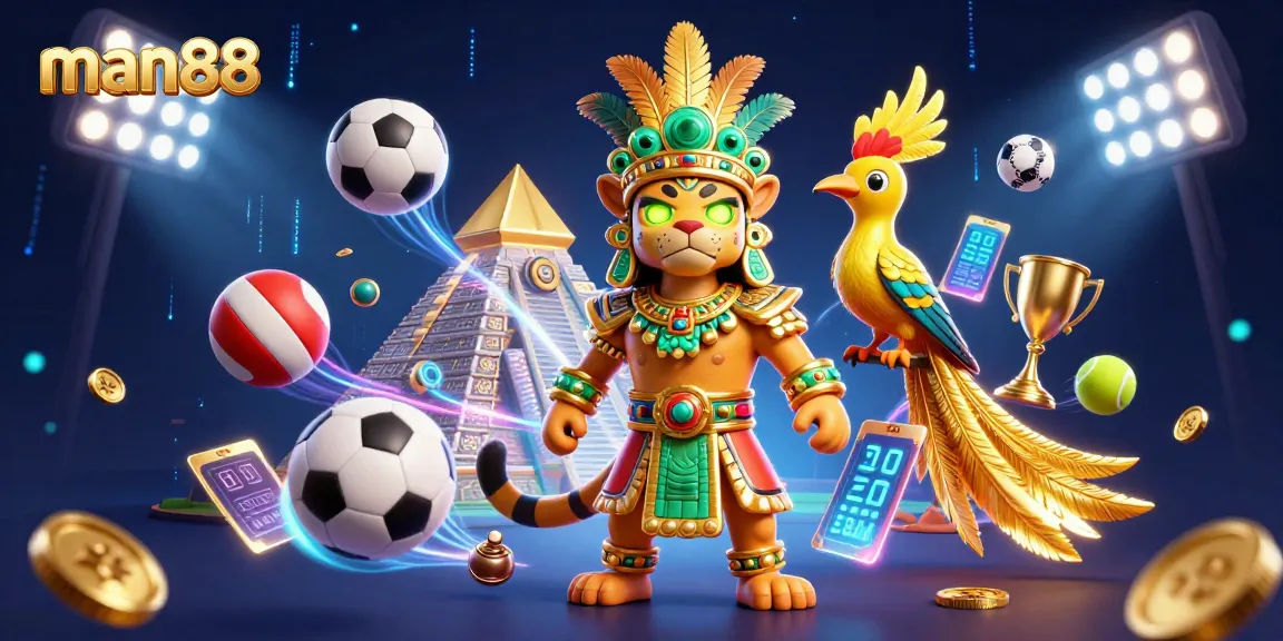 Bet on exciting games at man88 with vibrant characters and dynamic sports elements.