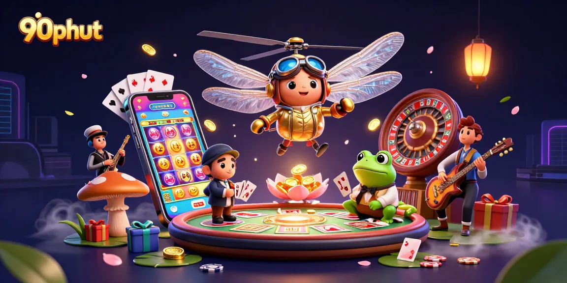 Experience thrilling moments with 90phut as the dragonfly pilot navigates a vibrant casino scene filled with action.