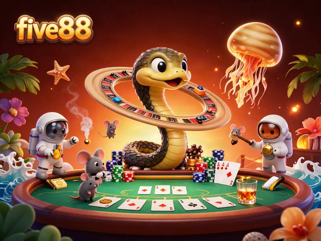 Engage in thrilling gameplay at five88 with immersive casino visuals and vibrant characters.