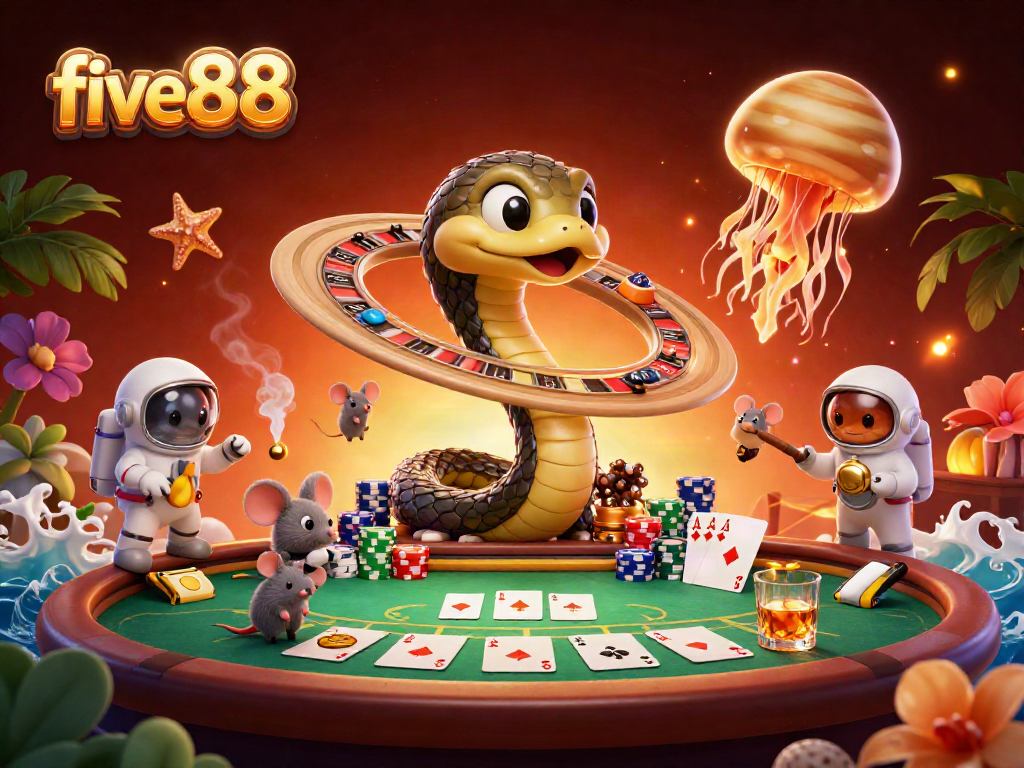 Engage in thrilling gameplay at five88 with immersive casino visuals and vibrant characters.