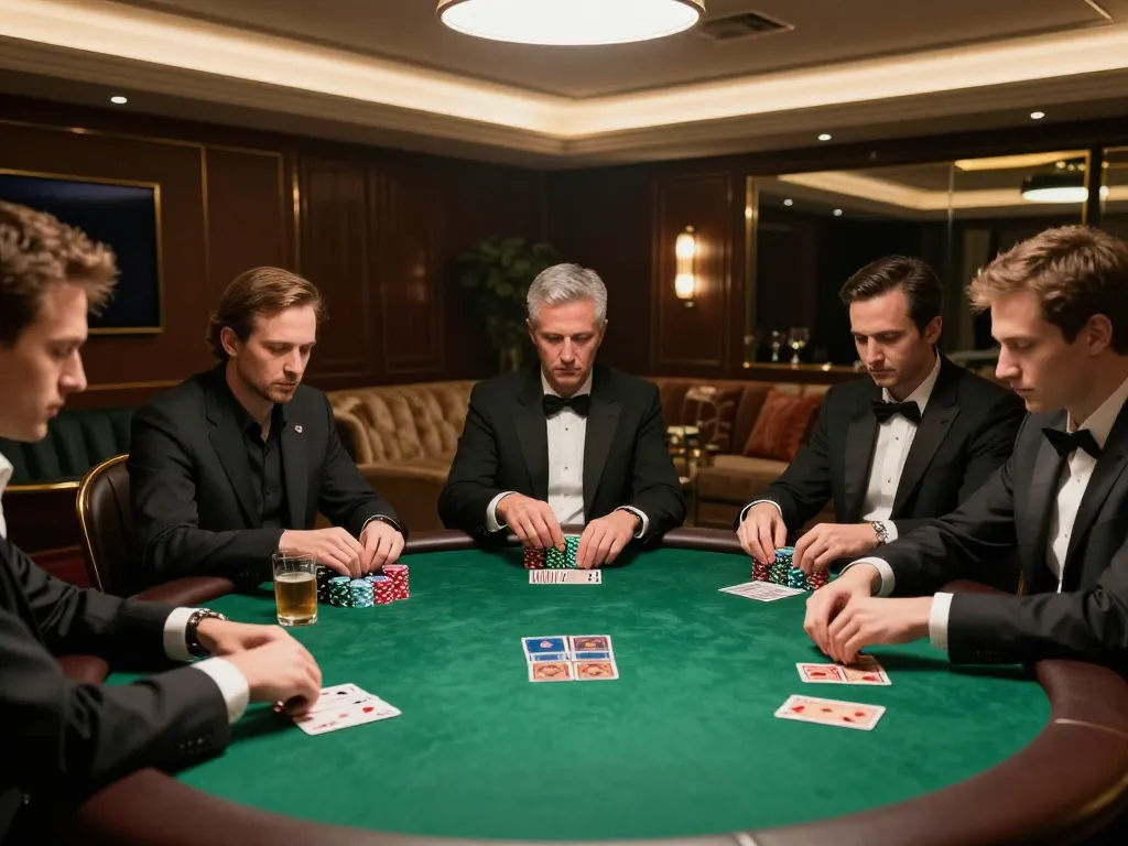 vipwin79 poker players strategizing in an upscale private game environment