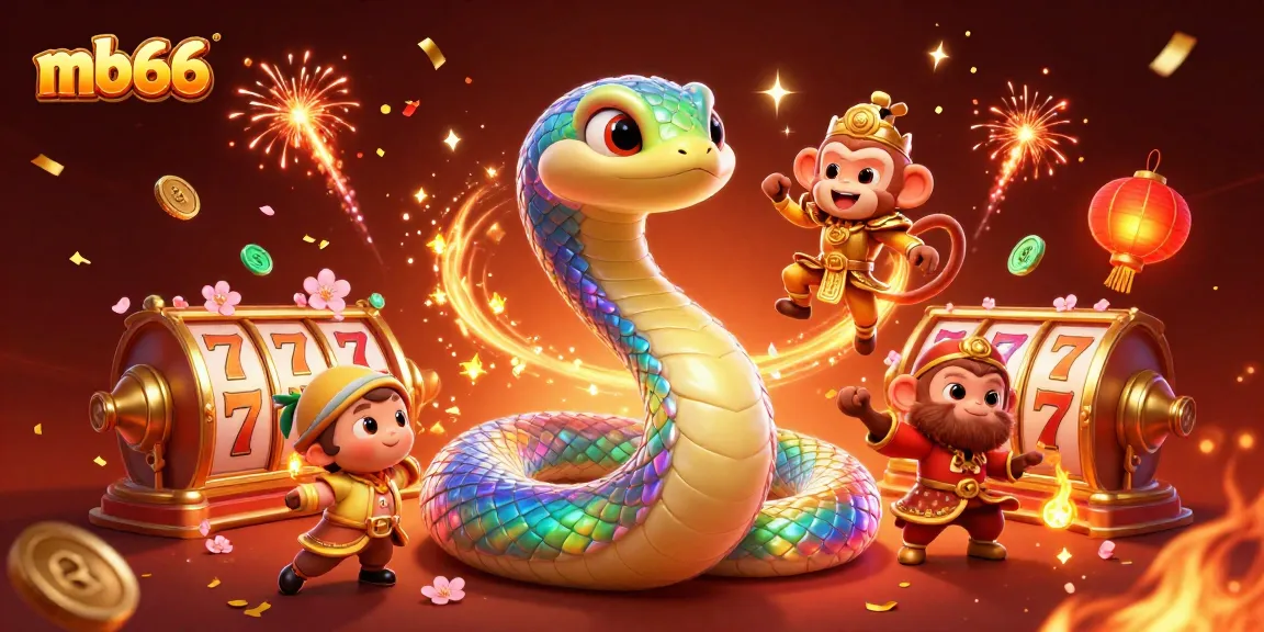 Experience vibrant gaming excitement with mb66, featuring dynamic slot reels and lucky symbols in a captivating casino scene.