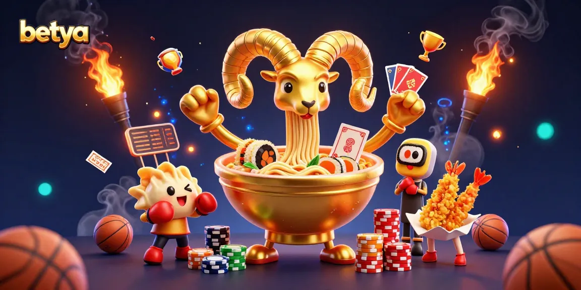 Betya brings excitement with a vibrant 3D scene showcasing sports betting action, basketballs, and trophies.