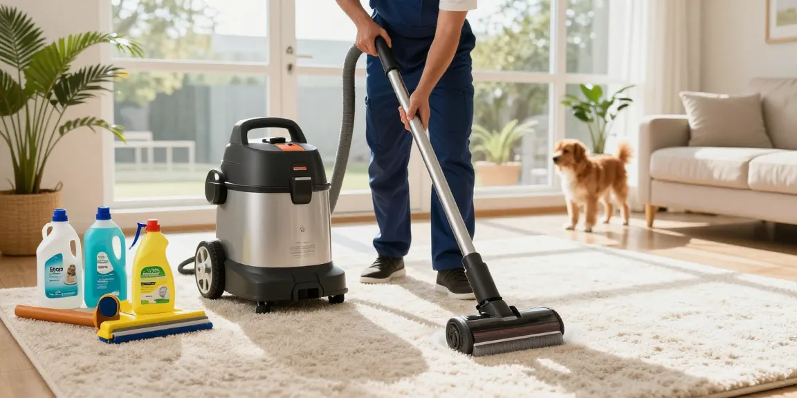 Carpet cleaning Buffalo NY - Professional technician cleaning carpets with eco-friendly products in a bright home.