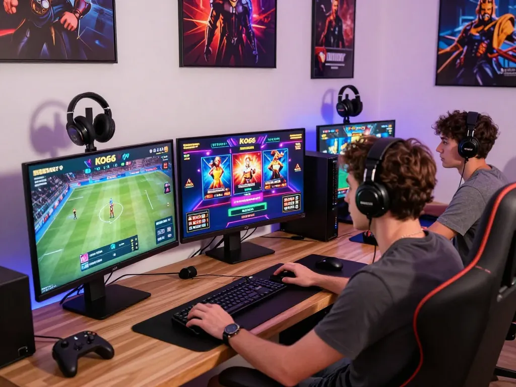Engaging gaming session on ko666.top with multiple game displays and vibrant atmosphere.