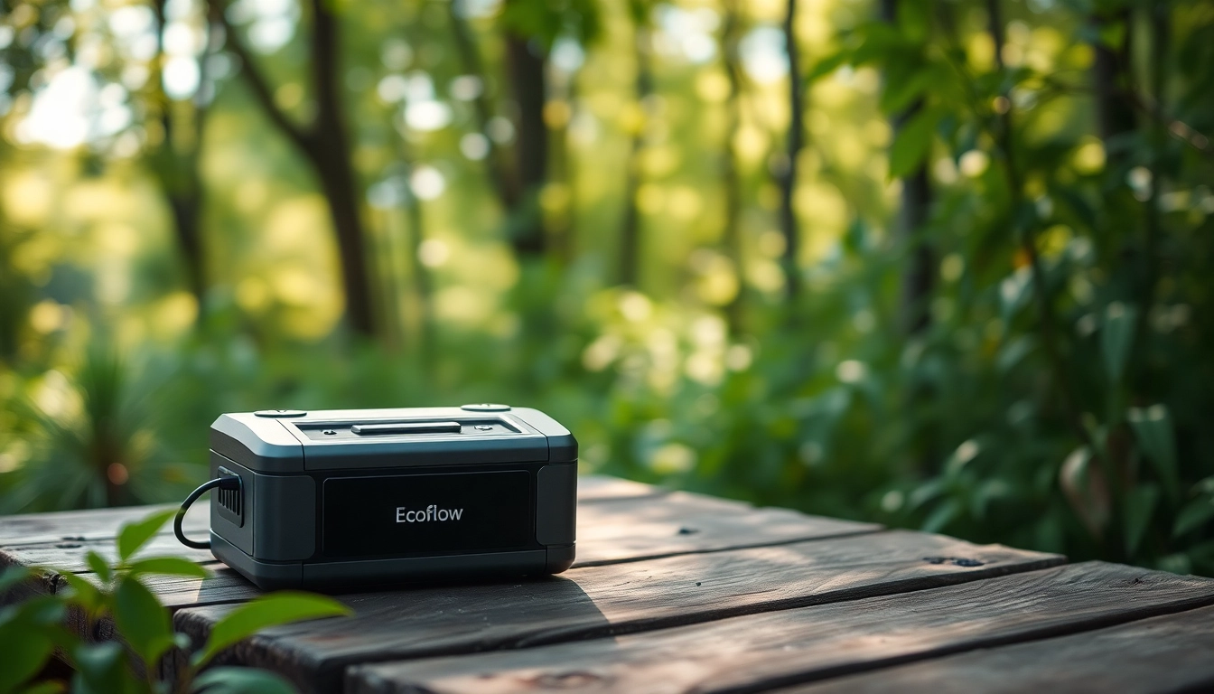 EcoFlow portable power station showcased amidst greenery, highlighting its functionality and design.