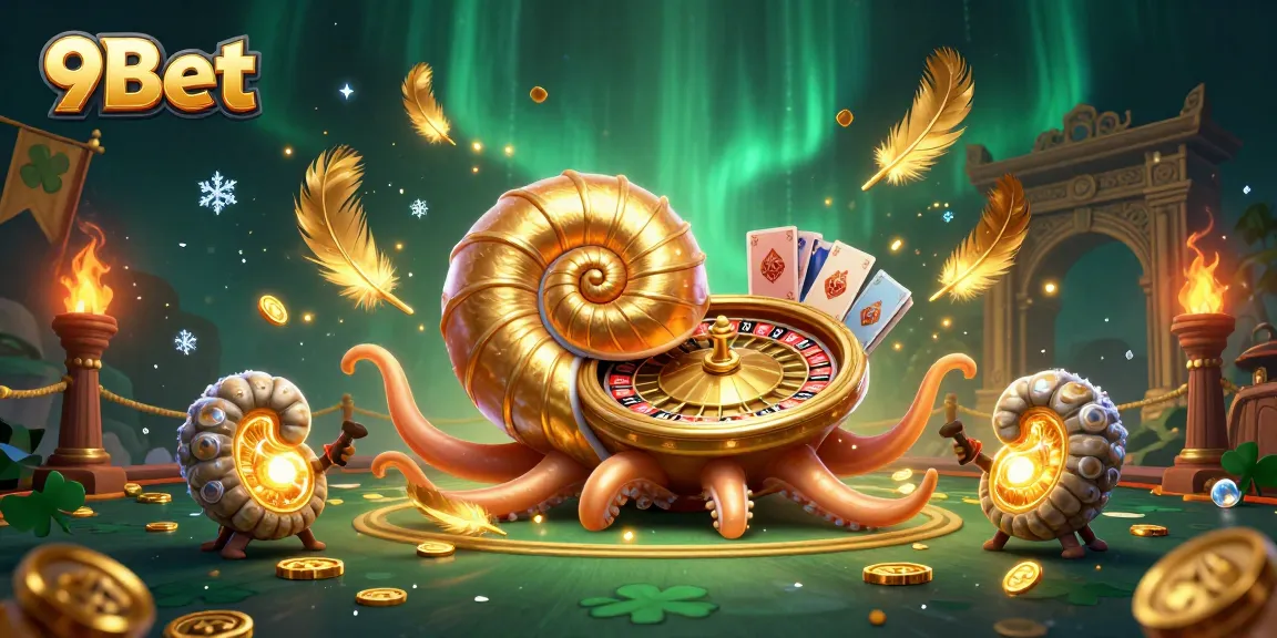 Win at 9Bet with high-stakes action featuring a giant nautilus and dynamic gaming elements.