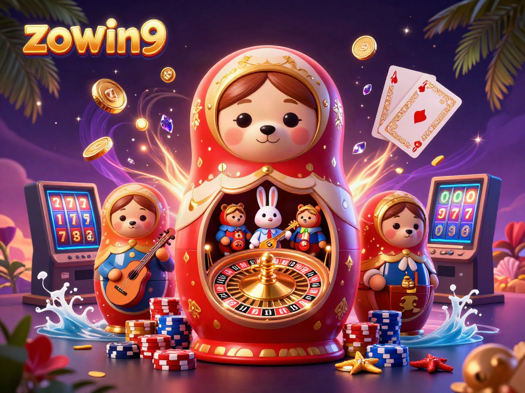 Experience thrilling gameplay with zowin9, showcasing vibrant casino elements and enchanting characters.