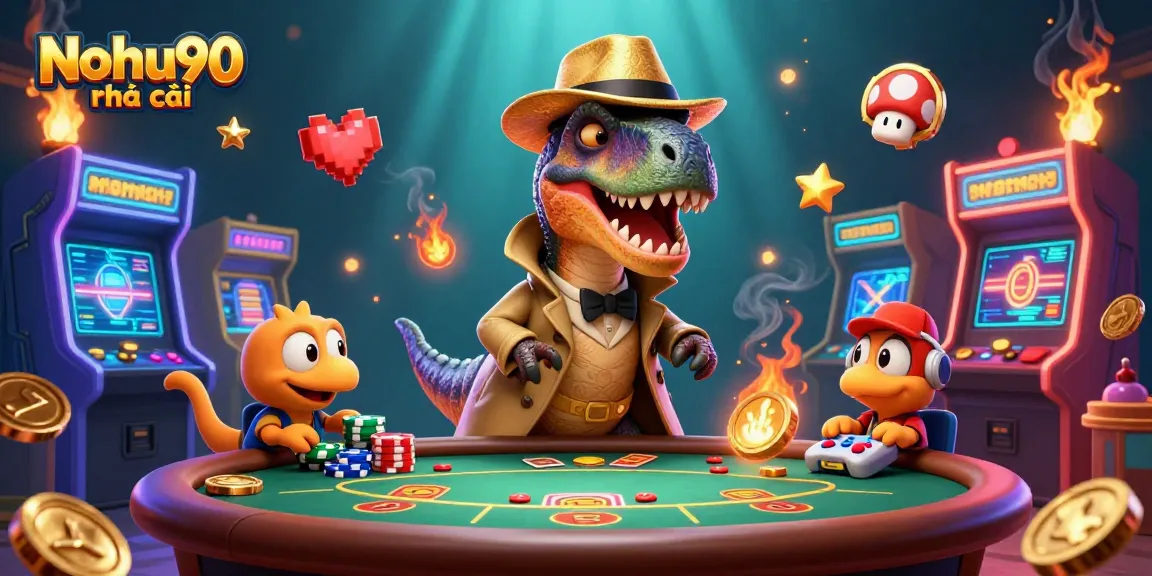 Experience the excitement at Nohu90 nhà cái with vibrant gaming scenes and characters.