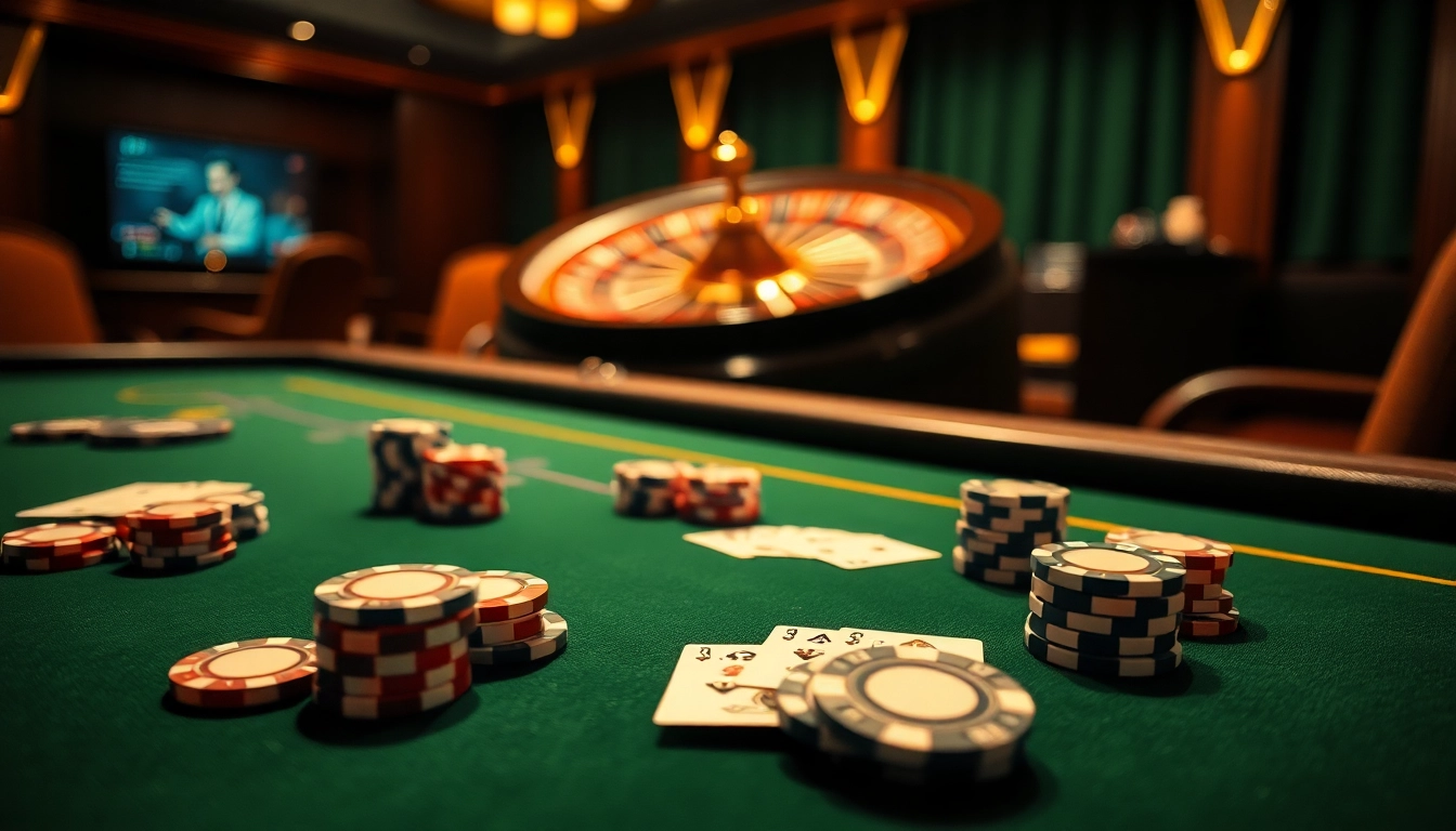 Players enjoying a rewarding experience at SAY88 casino, featuring chips and gaming tables.