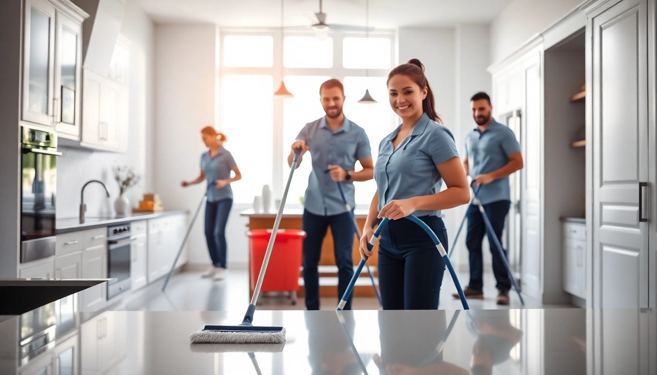 Expert team delivering cleaning services calgary in a bright and organized kitchen.