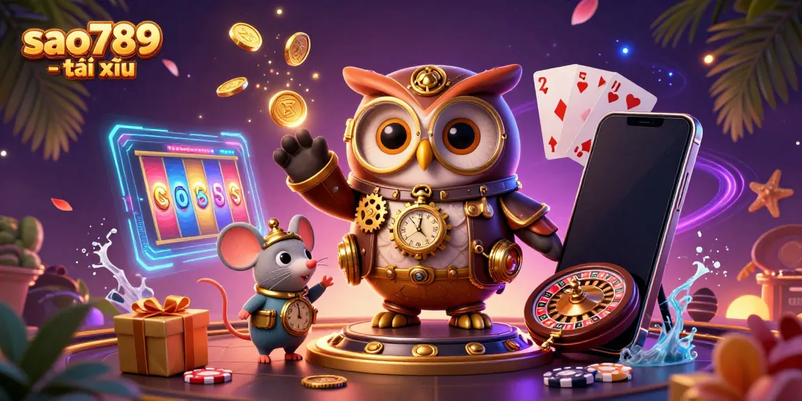 Engage with sao789 - tài xỉu in a vibrant 3D casino illustration showcasing games and rich visuals.