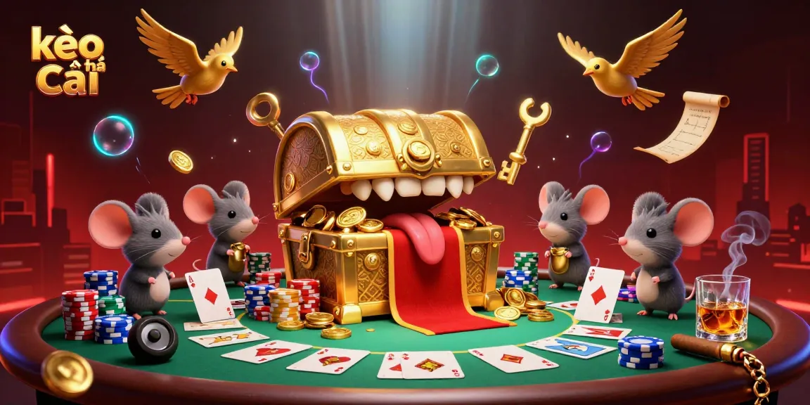 Engage in kèo nhà cái with a vibrant 3D casino scene featuring adventurous mice and dazzling casino elements.