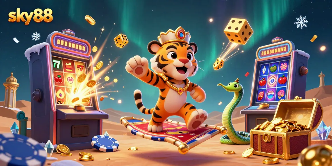 Engage in thrilling gaming adventures with sky88's vibrant 3D casino atmosphere.
