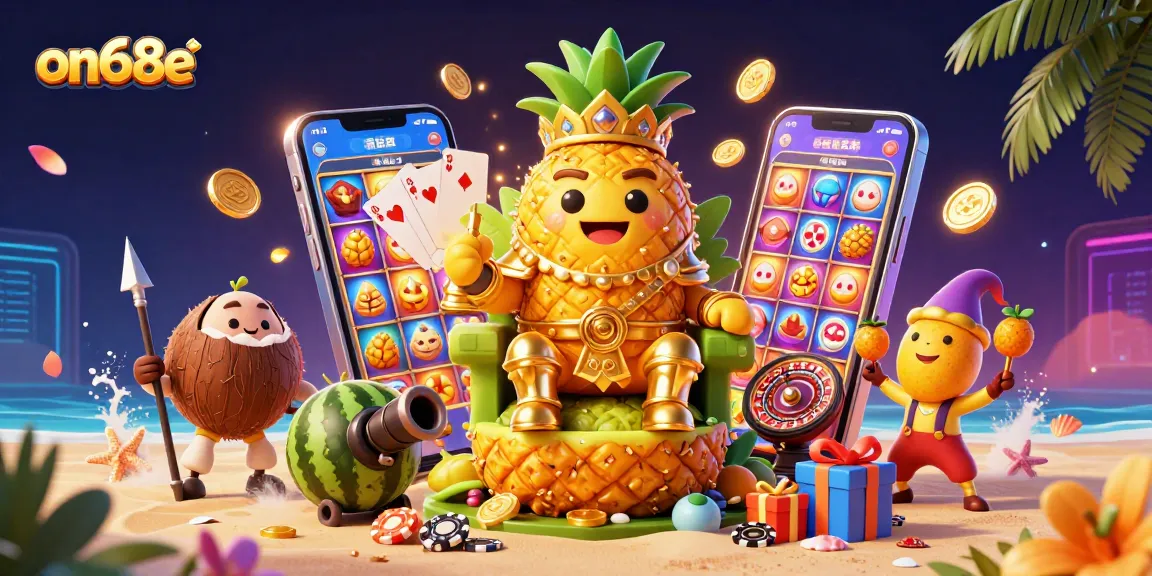 Experience vibrant gaming with on68e's lively characters and dynamic casino elements.