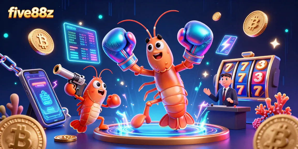 Win big at five88z with cartoon mantis shrimp and crypto-inspired casino elements.