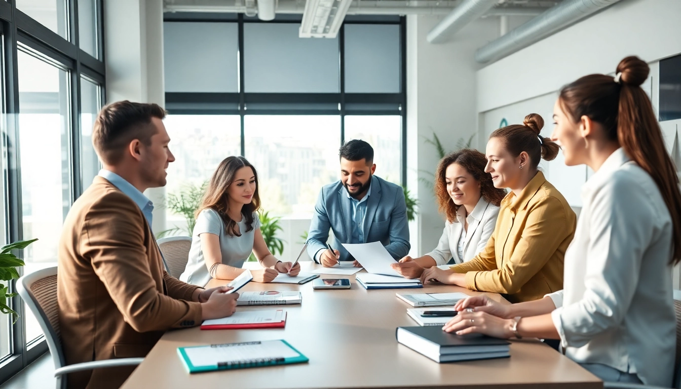 Certification help providers collaborating in a modern office environment.