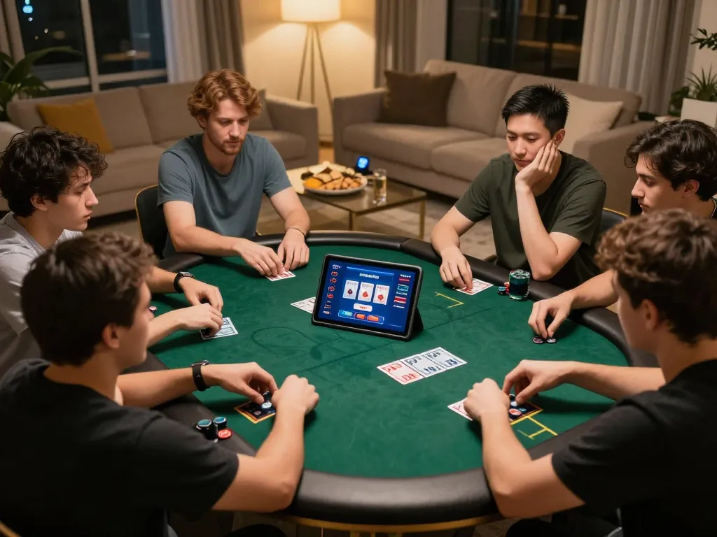 Engaging in online poker gameplay using the rokok88 login on a tablet, enhancing strategic decision-making.