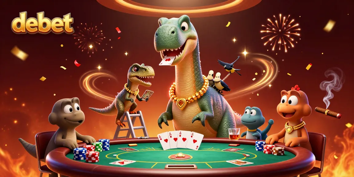 Experience debet gaming with a playful dinosaur-themed poker scene that excites gamblers.