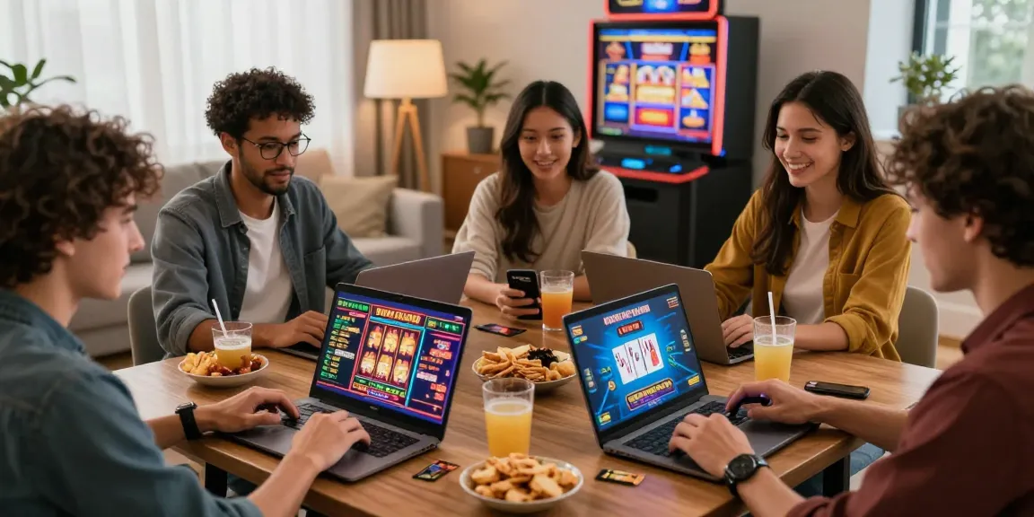 Engaging group playing at casinos that accept credit cards in a lively home setting.