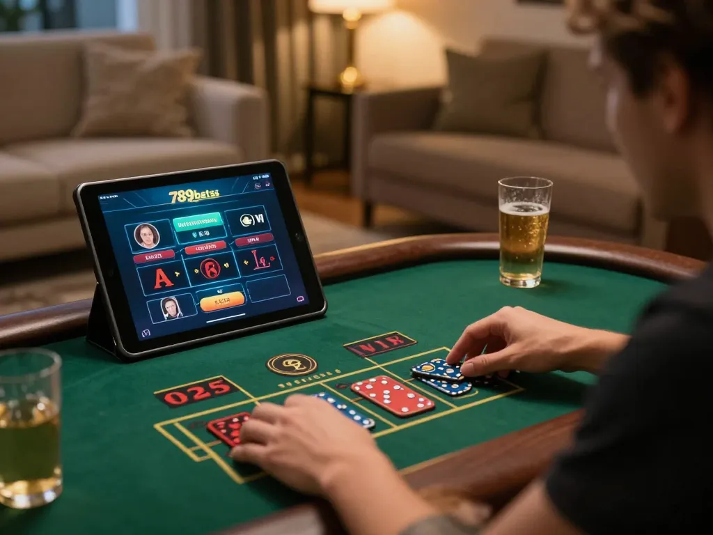 Engaging in strategic online gaming on the 789betss app from a stylish home setup
