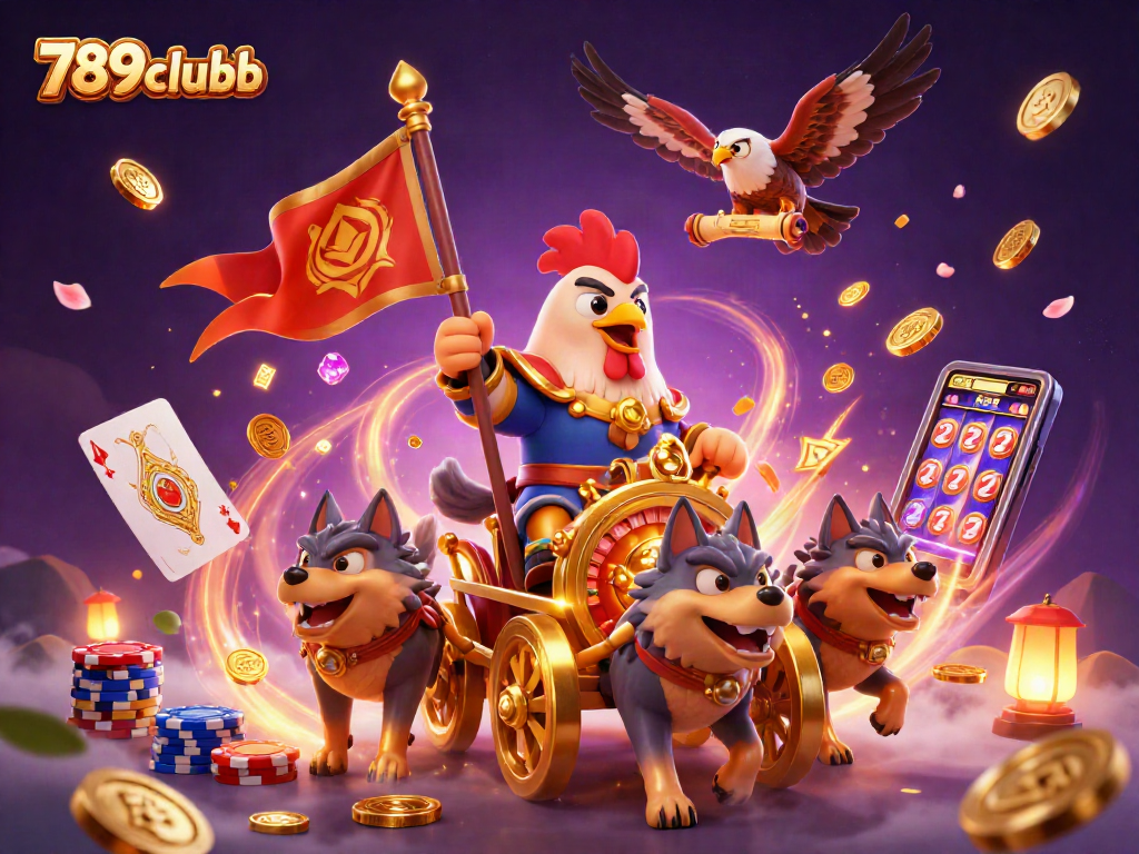 Experience thrilling adventures at 789clubb with vibrant casino elements and dynamic gameplay featuring golden chariots and rich treasures.