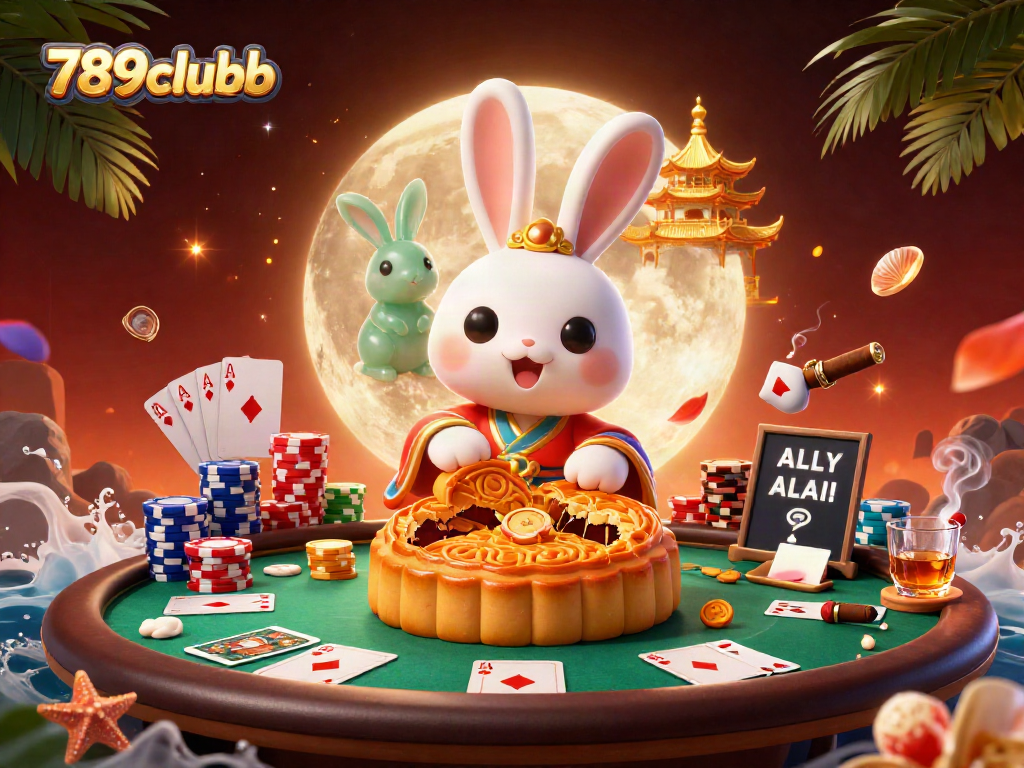 Engage in thrilling gameplay at 789clubb, where the moon rabbit symbolizes fortune and poker chip rewards.