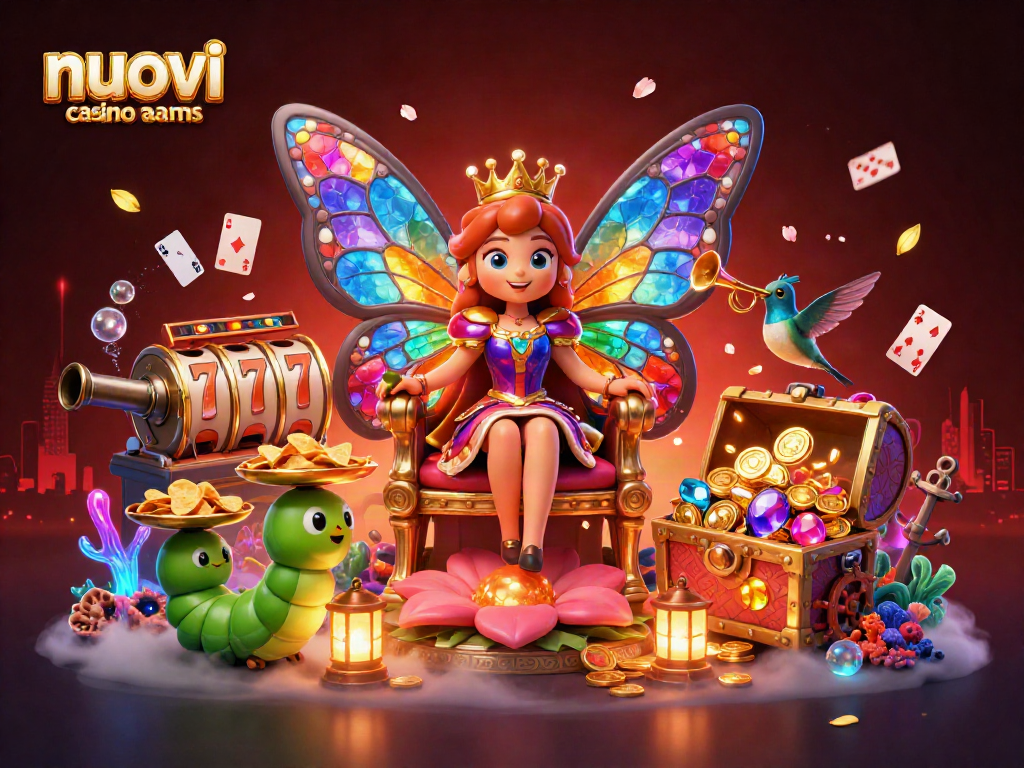 Immagine dei nuovi casino non AAMS con regina farfalla e giochi di fortuna, ricca di dettagli.