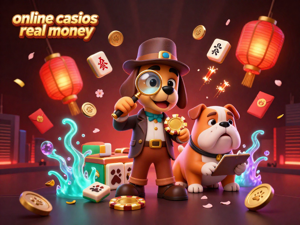 Engage with online casinos real money through a dynamic 3D scene of a detective uncovering clues with casino elements.