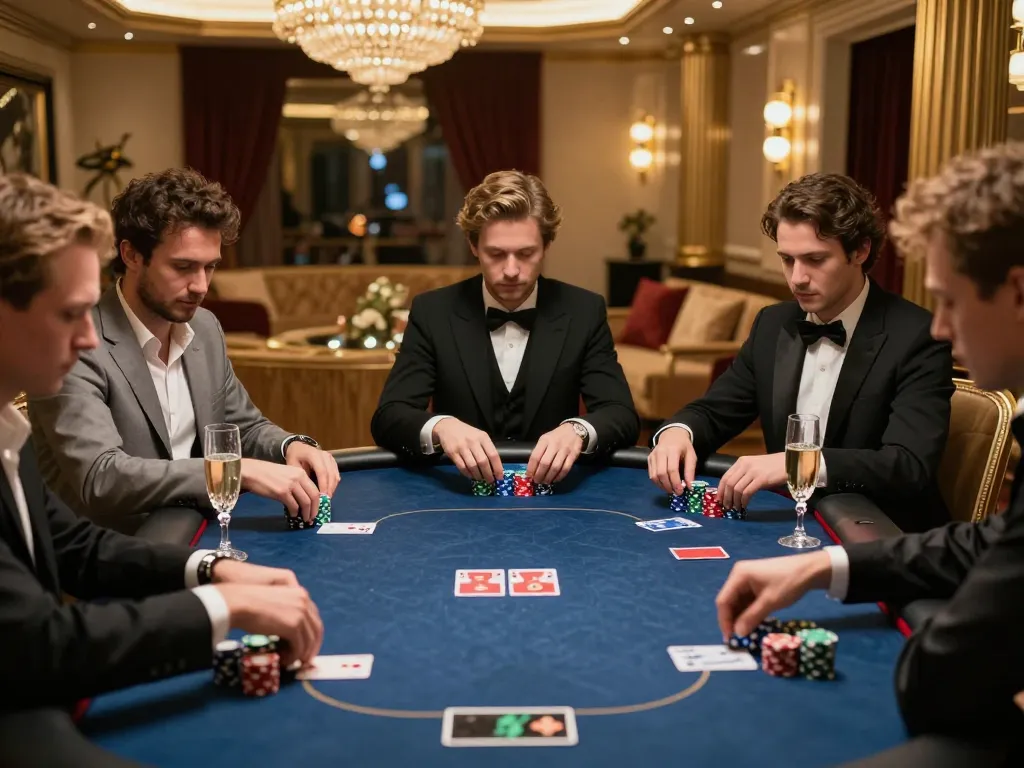 Players engaging in a high-stakes poker game at CM88's exclusive VIP table