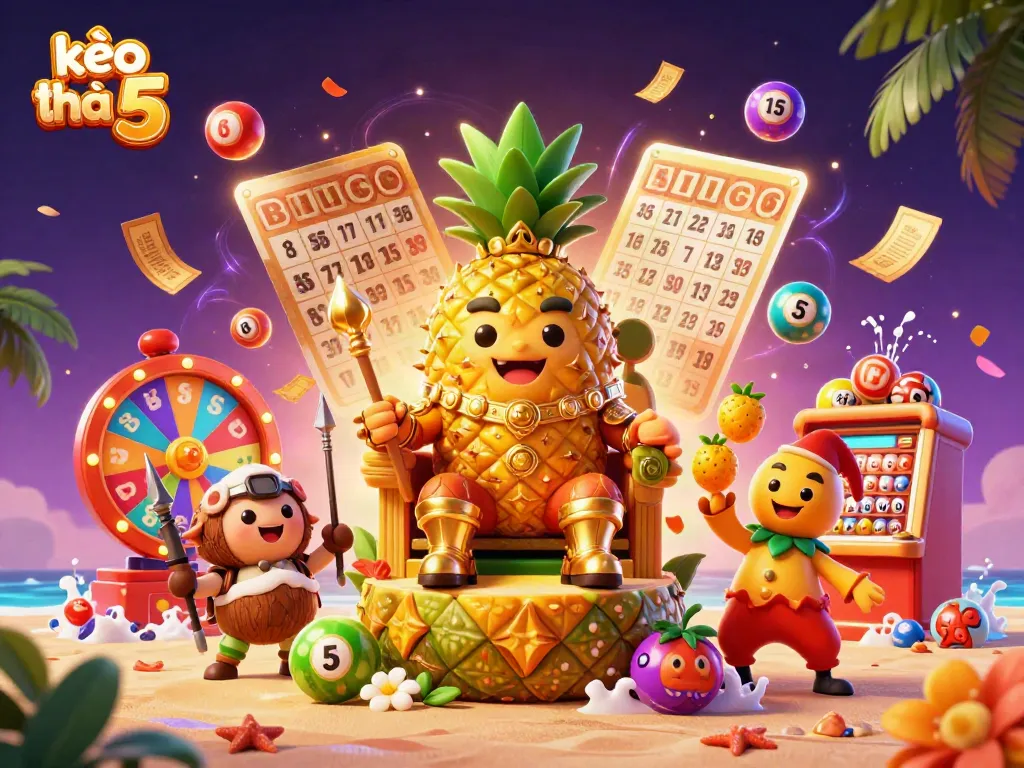 Engaging scene of kèo nhà cái 5 with lively characters and vibrant casino elements showcasing exciting betting action.