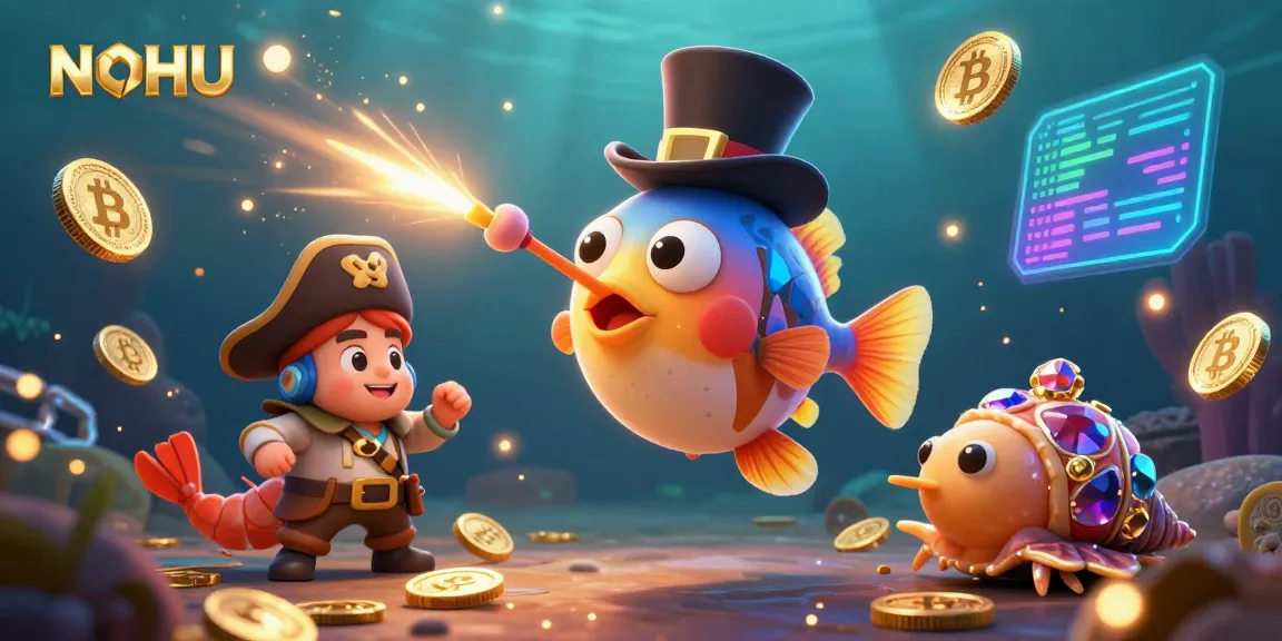 Engage with NOHU's thrilling casino undersea scene featuring vibrant characters and shimmering coins.