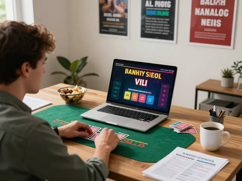 Engaging player enjoying a live dealer blackjack game on their laptop for 79 king entertainment.