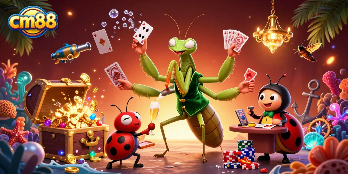Experience thrilling gameplay at cm88 with a vibrant illustration showcasing dynamic casino elements.