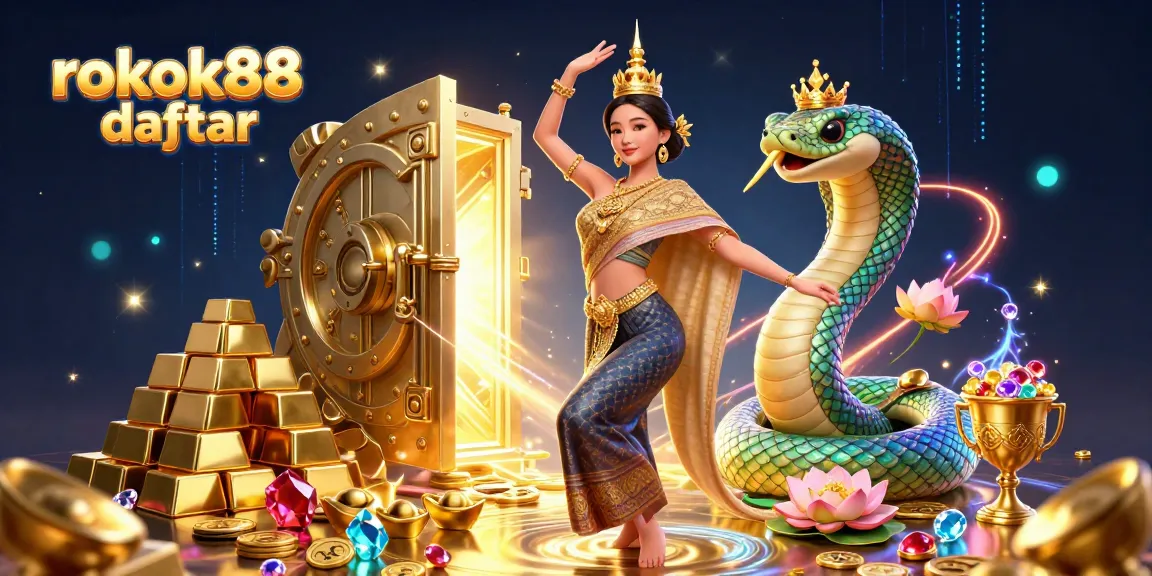 Experience the dynamic world of rokok88 daftar with a stunning illustration showcasing vibrant elements of gambling.