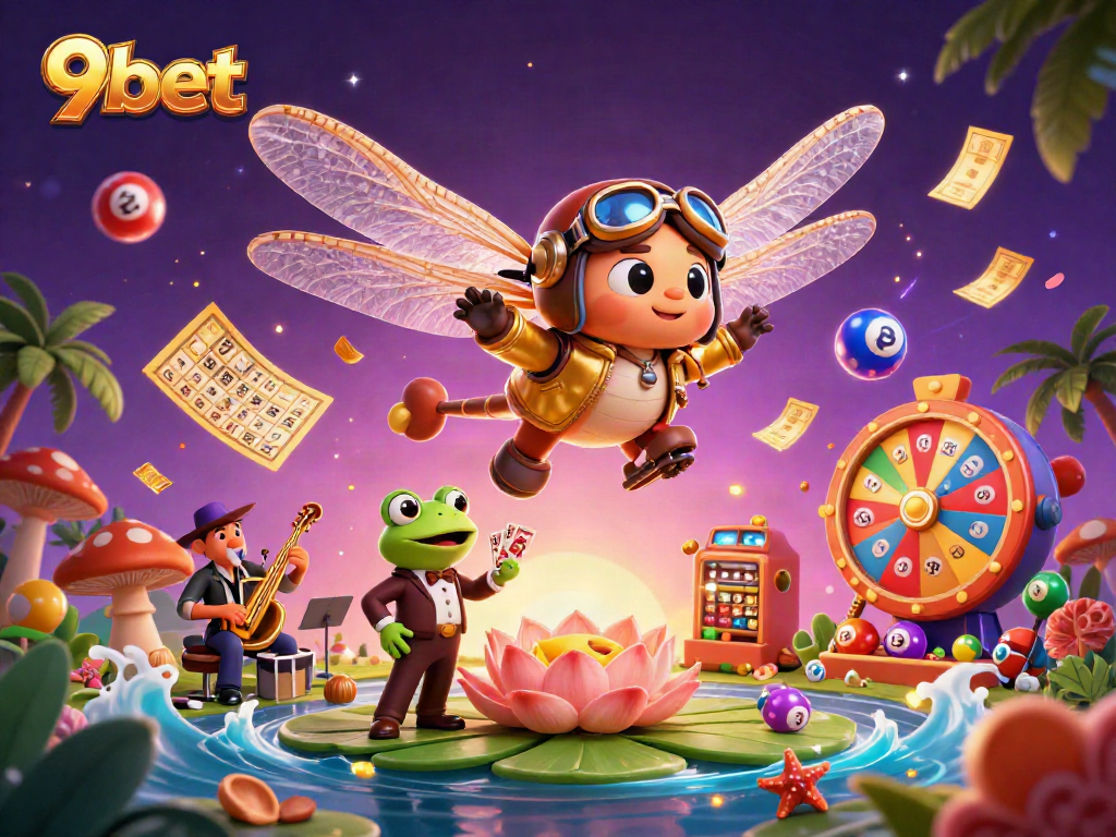 Experience thrilling gameplay with 9bet as lively characters interact in a vibrant casino scene.